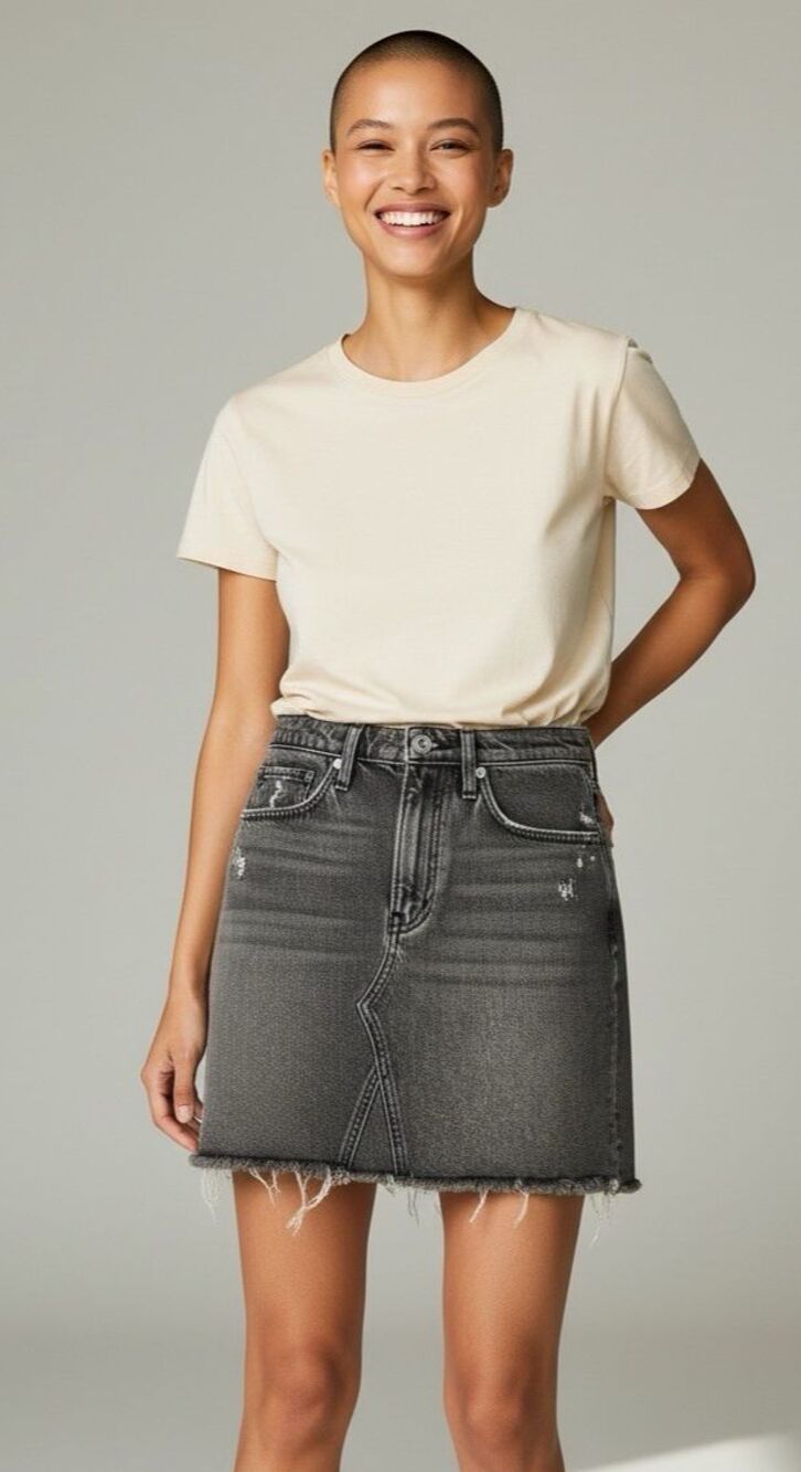 RAG & BONE Denim Skirt 28 Black Wash Distressed 5-Pocket Raw Hem Fringe Boho